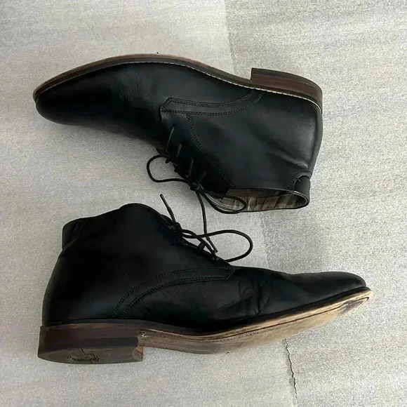 [10EE]Florsheim Baldwin  Black Leather Men Plain Toe Chukka Boots - Picture 3 of 12